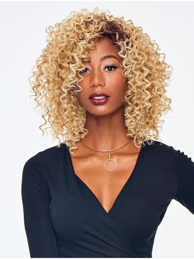 Perruques Afro-Americaines Bouclé Blonde Courte Sans Frange
