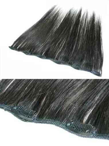 Extensions à Clip Cheveux Humains Noir Lisse
