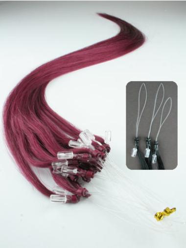 Cercle Micro Extensions de Cheveux Cheveux Humains Rouge Lisse