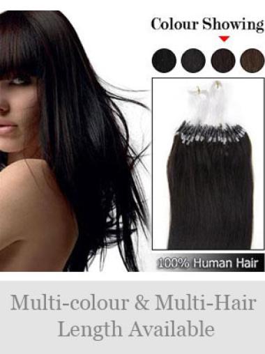 Cercle Micro Extensions de Cheveux Cheveux Humains Noir Lisse