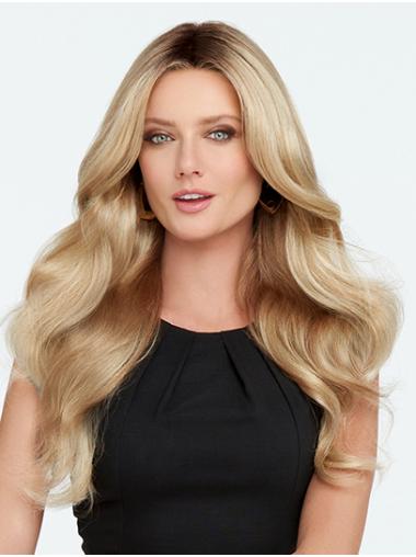 Perruques Monofilament Longue Sans Frange Cheveux Synthétique 26" Blonde Ondulé