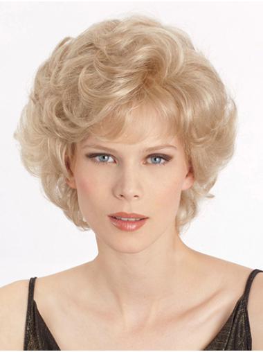 Perruques Classique Cheveux Synthétique Monofilament Blonde Courte Bouclé
