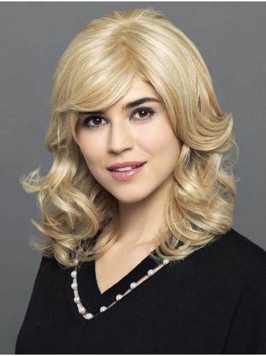 Perruques Lace Shoulder Length Bouclé Blonde Cheveux Synthétique