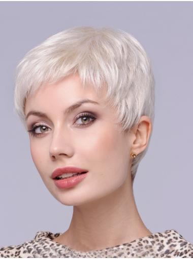 Perruques Lace Front Extra Courte Lisse Blond platine Cheveux Synthétique
