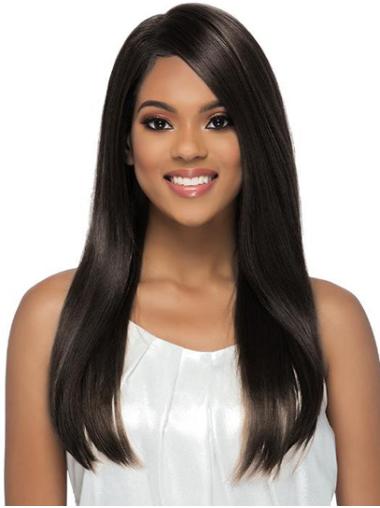 Perruques Afro-Americaines 18" Lisse Noire Cheveux Synthétique Longue