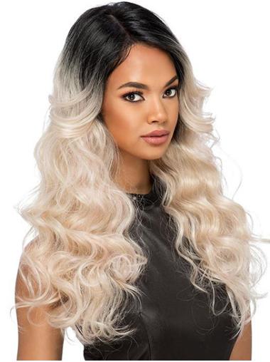 Perruques Afro-Americaines 18" Ondulé Du noir au gris Cheveux Synthétique Longue