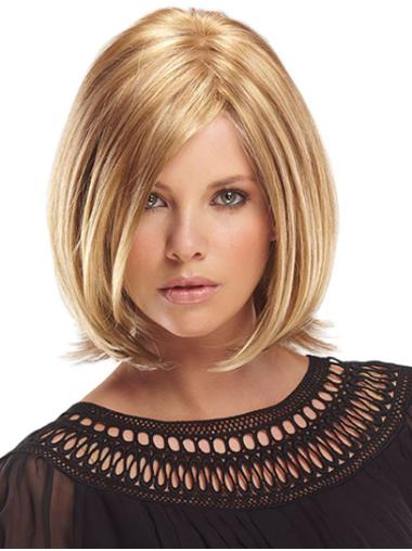 Perruques Mi-Longues 12" Lisse Blonde Cheveux Synthétique Bob