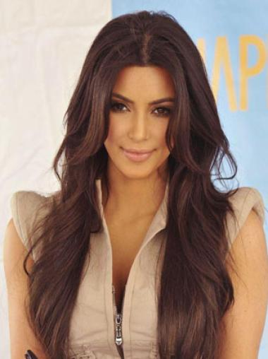Perruques Kim Kardashian La flexibilité 26" Ondulé Lace Front