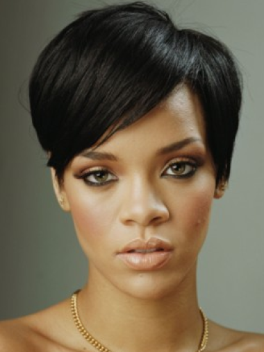 Perruques Rihanna Avec Frange Noire Lace Front