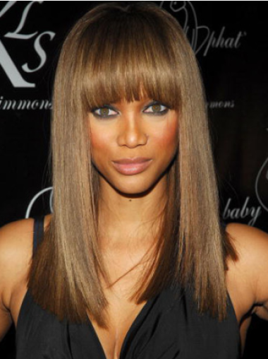 Perruques Tyra Banks 16" Lisse Brune Incroyable