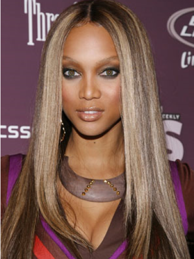 Perruques Tyra Banks 22" Lisse Brune Lisse