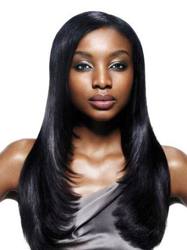 Perruques Afro-Americaines Idéale Noir 22" Lisse