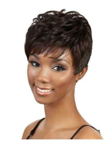 Perruques Afro-Americaines Style Brune Courte Ondulé 
