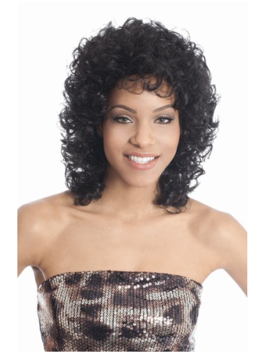 Perruques Afro-Americaines Fabuleux Noir Longueur d'Epaules Frisée