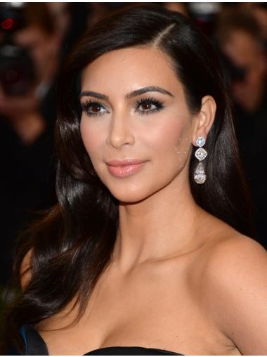 Perruques Kim Kardashian Cheveux Naturels Brune 16" Ondulé