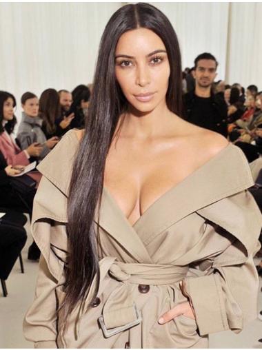 Perruques Kim Kardashian Cheveux Synthétique Brune 24" Lisse