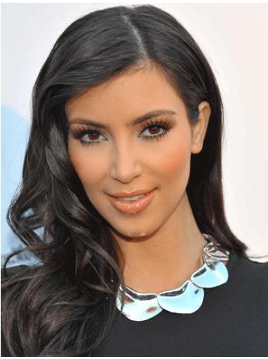 Perruques Kim Kardashian Cheveux Naturels Noire 16" Ondulé