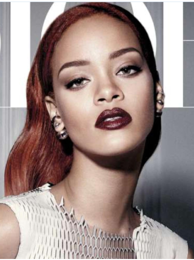 Perruques Rihanna Avec Frange 14" Cuivre Lisse Longue