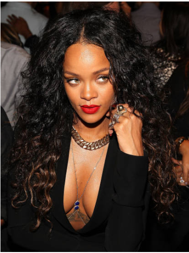 Perruques Rihanna Sans Frange 18" Ombré Bouclé Longue