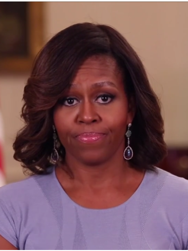 Perruques Michelle Obama Ondulé Longueur d’Epaule Brune 14"