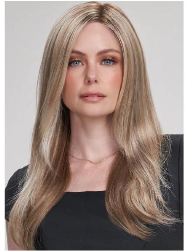 Conçu Sans Frange Cheveux Synthétique Blonde Lisse Longue 100% De Perruques Liées À La Main