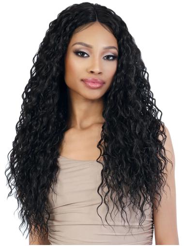 Coiffures Afro-Américaines Longue Lace Front Noire Cheveux Synthétique Coiffures Bouclé